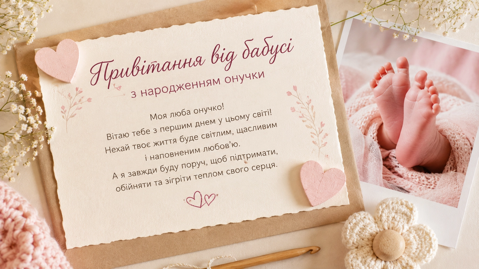 Привітання від бабусі з народженням онучки