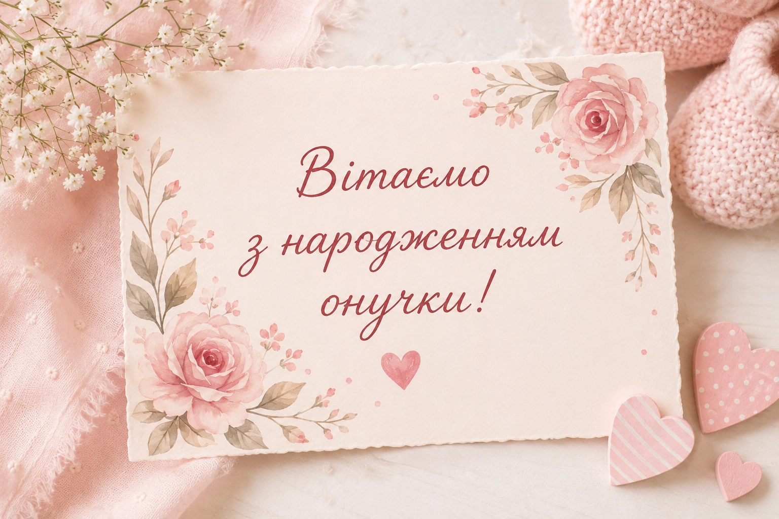 Привітання з народженням онучки: красиві листівки